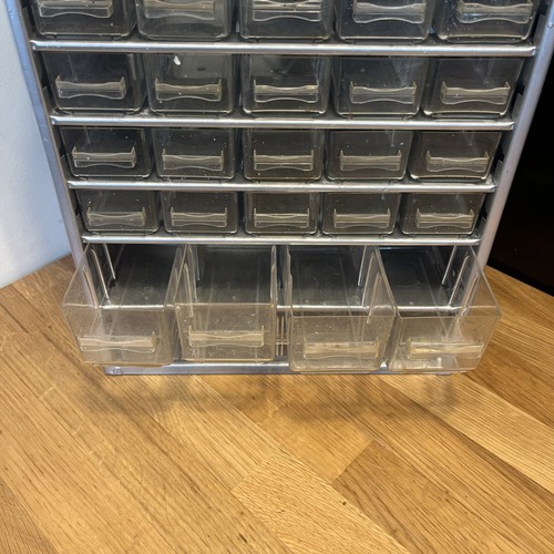 Vintage RAACO Corp Silver Metal Storage Cabinet Small Parts Organizer 35 Drawer - Picture 7 of 13