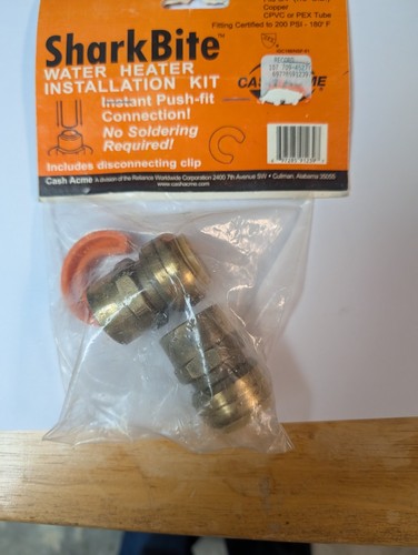 SharkBite 3/4 Inch Water Heater Connection Kit, Push to Connect Copper, CPVC PEX