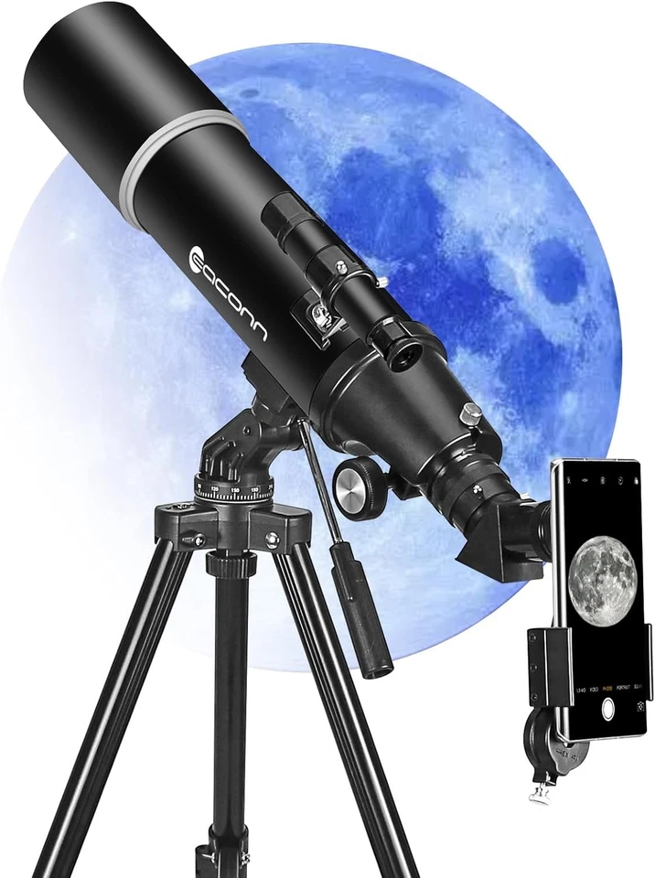 80mm Astronomy Telescope Refractor Portable Travel Kit for Beginners Kids - Image 4 of 4