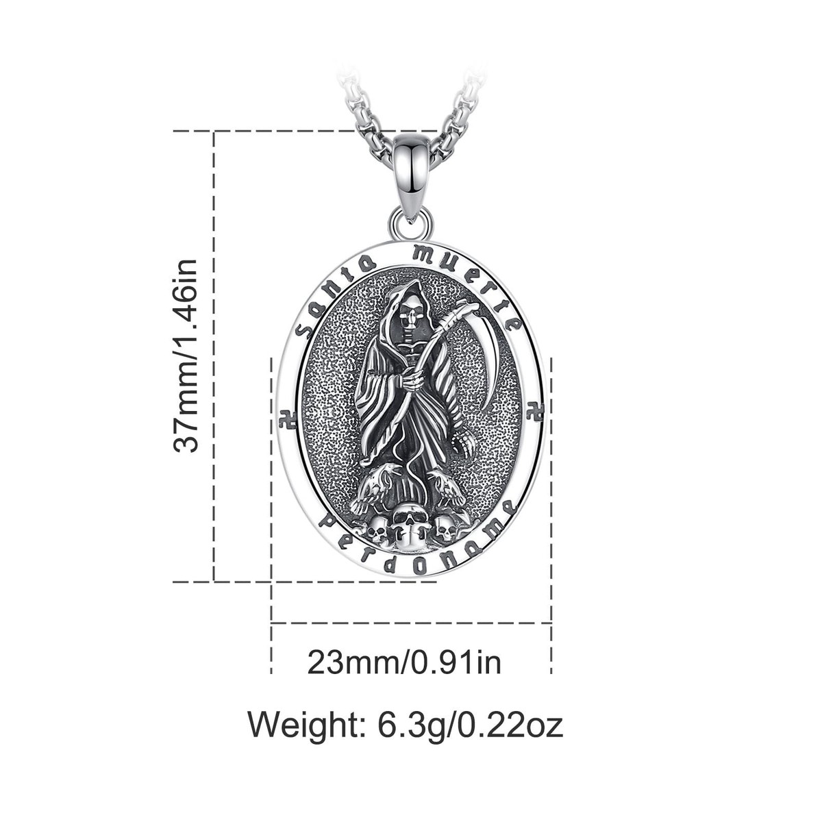 Dije Santa Muerte | Plata Ley .925 | Diamantada | Meses sin interés