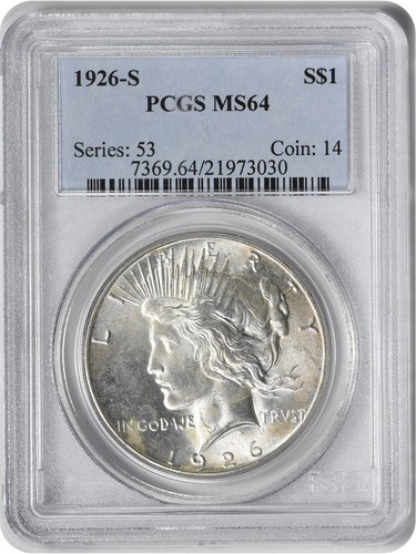 1926-S Peace Silver  Dollar MS64 PCGS