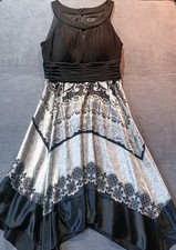 Melrose Social Formal Black and Silver Patterned Dress. Size 14