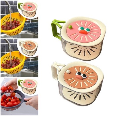 Obstwaschschüssel mit Sieb und Deckel 2 in 1 für Picknick Gemüse Outdoor