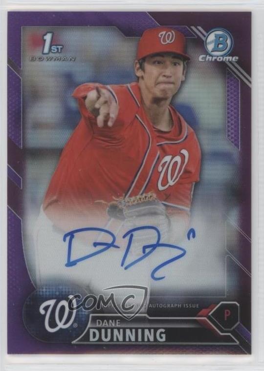 2016 Bowman Draft Chrome Pick Purple Refractor 241/250 Dane Dunning Auto 1i9