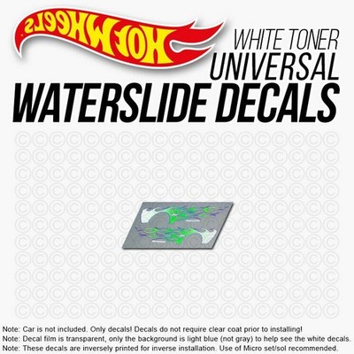 1/64 Scale FLAMES WaterSlide White Toner Decals for Hot