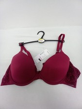 Ex M&S Underwired Full Cup Bra 40A Burgundy With lace -Ref 988