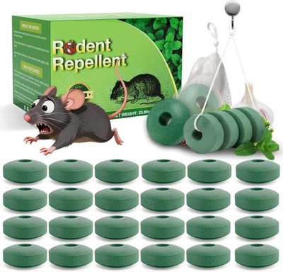 24 Pcs Rodents Repellent with Peppermint Oil - Mouse, Rat & Squirrel Repellent