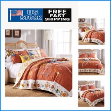 Greenland Home Topanga Quilt Set: 3-Piece Full/Queen Elegant Floral Design