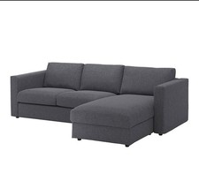 Cover For 2-seat With Chaise Lounge Vimle Sofa Ikea- Gunnared Medium Grey