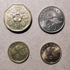 Singapore - 1988 - 1 Dollar, 20 and 2 x 1 Cents - 4 Coins
