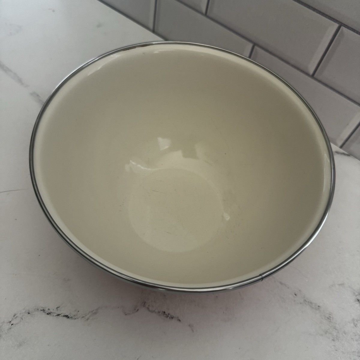 Kate Spade Lenox Enamelware RED & Cream Metal Serving Mixing Bowl