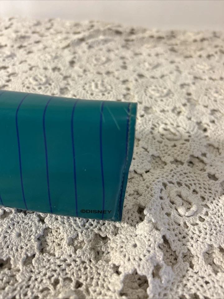 Estuche rígido vintage Mickey Mouse verde turquesa azul rayas Disney Foto 4 de 4