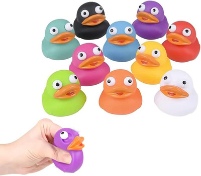 Rubber Duck Eye Poppers, Squeeze to Quack, Toy Assortment Duckies for Kids, Bath