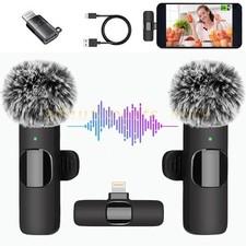 Wireless Lavalier Microphone Audio Video Recording Mini Mic For Android, iPhone