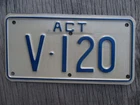 1980s Australian Capital Territory VINTAGE MOTORCYCLE V-120 license plate