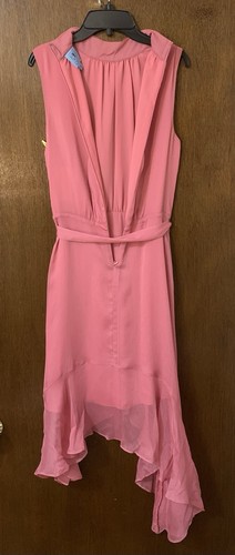 CeCe New Womens $139 Chiffon 2Pc Belted Shift Ruffle Midi Dress 4 Small Pink NWT - Picture 17 of 23
