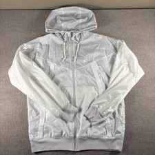 Nike Jacket Mens Medium White Hooded Full Zip Running Windbreaker CU4513-028