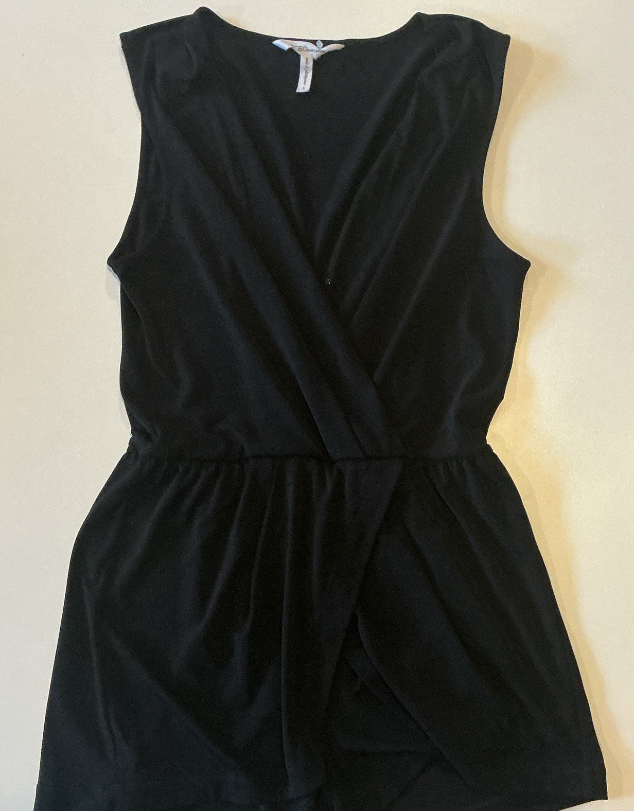 BCBGeneration Black Sleeveless V-Neck Romper Polyester Spandex Size S