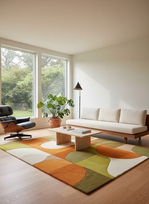 Handmade Rug | Retro Wool Rug | Wool Rugs | Living Room Rug | Tufted A487