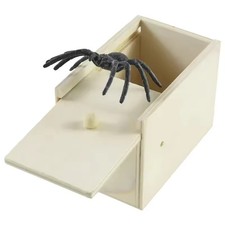Simulation Spider Prank Toy with Wooden Box Halloween Horror Party