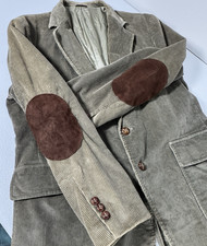 Vintage Green Corduroy Blazer Elbow Patch Jacket Academia Grunge 42 Distressed