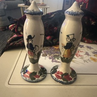 Blue Ridge Peasants Tall Salt and Pepper Shaker Set VTG Gently Used