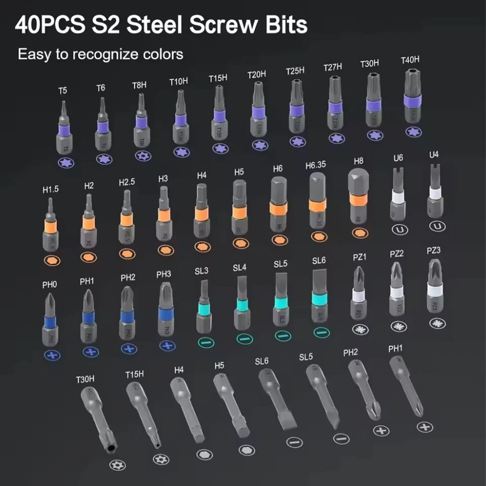 25/43pcs Multi Bit Magnetic Screwdriver Set Detachable T Ratchet Handle Portable - Image 4 of 4