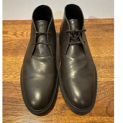 Hugo Boss Calev Leather Chukka Boots Dark Brown Size 43 