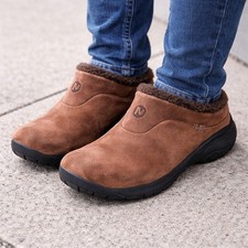 Merrell Clogs  Brown Suede Primo Chill Round Toe Slip On Casual Sz 8.5