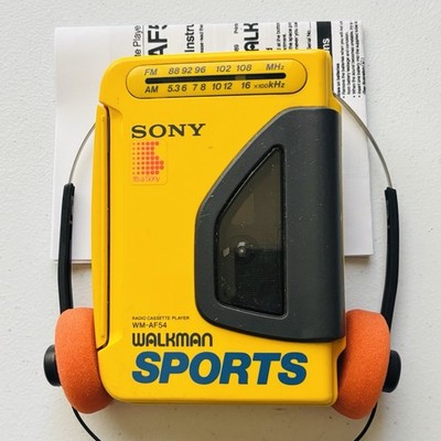 Sony Walkman WM-AF54 Sports Yellow Cassette Player - New Belts