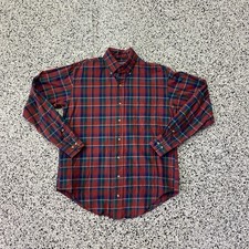 Vintage Drysdales Western Button Shirt Large Cowboy Plaid Red Blue Made in USA