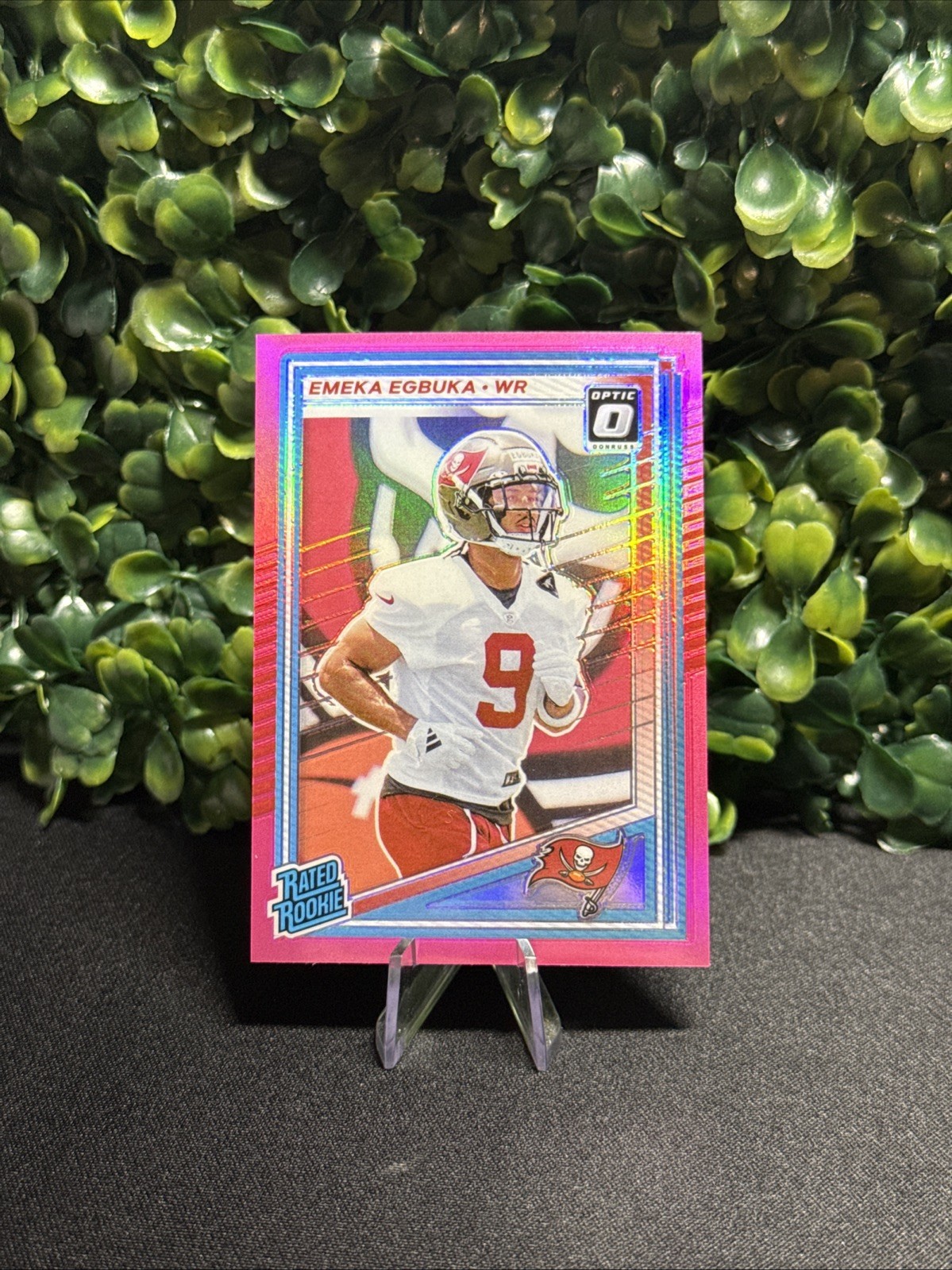 2025 Panini Donruss Emeka Egbuka Pink Rated Rookie Optic Preview #375 Buccaneers