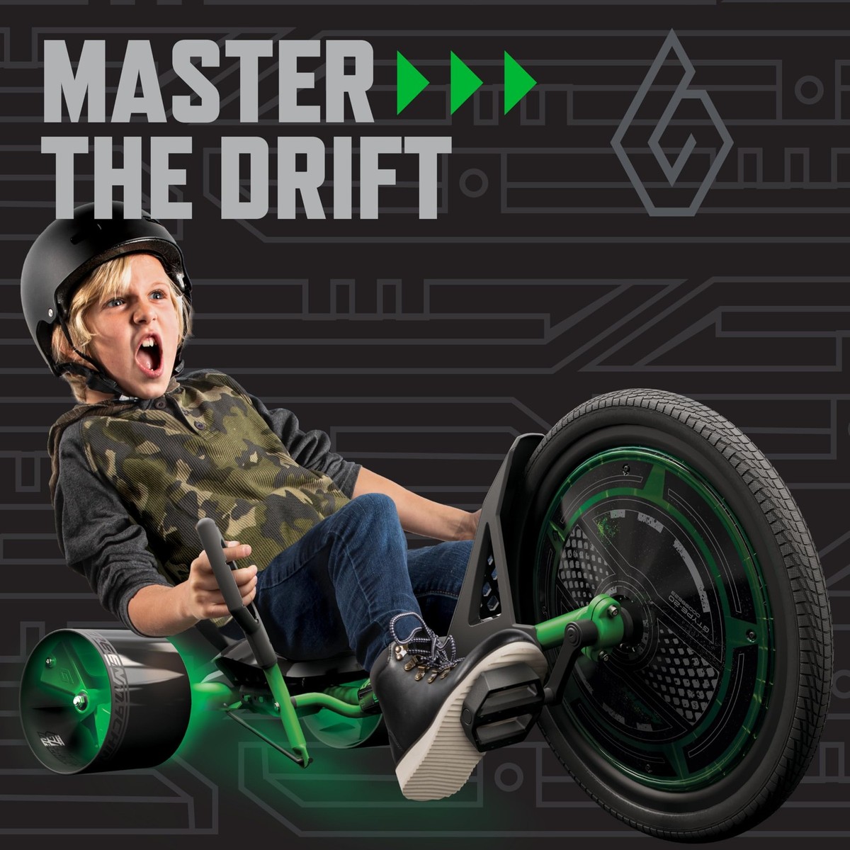 Huffy Green Machine 20 Inch Drift Trike, Sleek Ergonomic Design
