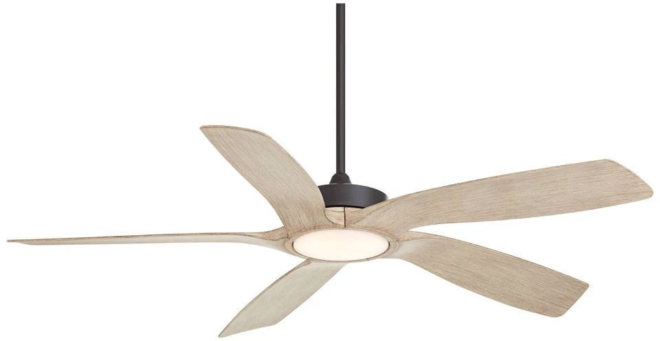56" Casa Vieja Mach-5 Black and White Oak LED Damp Fan with Remote - Image 2 of 4