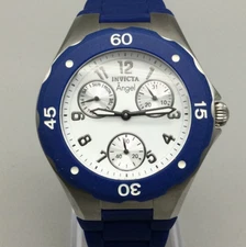 Invicta Angel Watch Men 40mm Silver Tone Day Date 0703 Tritnite New Battery