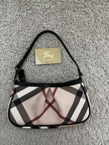Burberry Plaid Small Shoulder Bag Zip Closure Beige/Black/Red