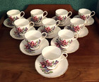 10 Paragon Demitasse Cups & Saucers Purple 4-Petal Clematis 1960s MINT Condition — photo 8
