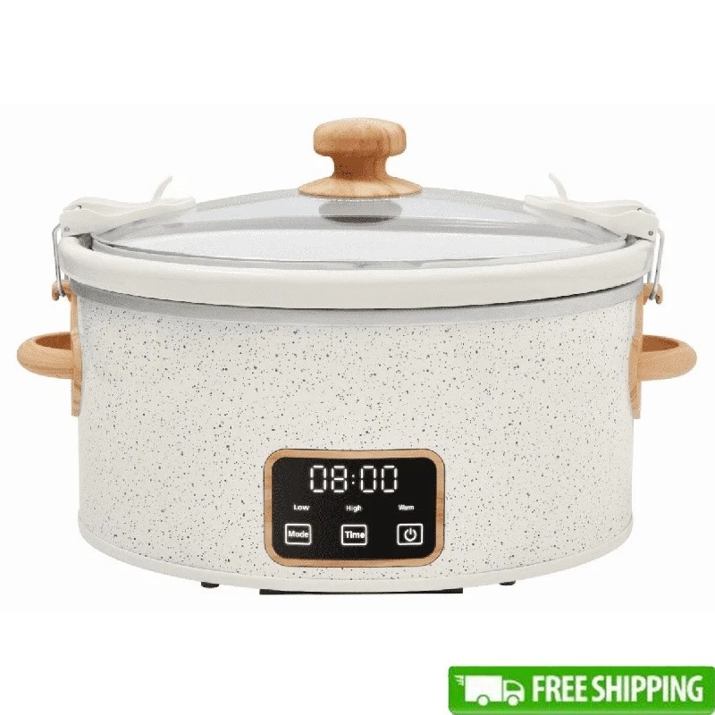 Portable Slow Cooker Digital Touchscreen Control 6QT Locking Lid Dishwasher Safe