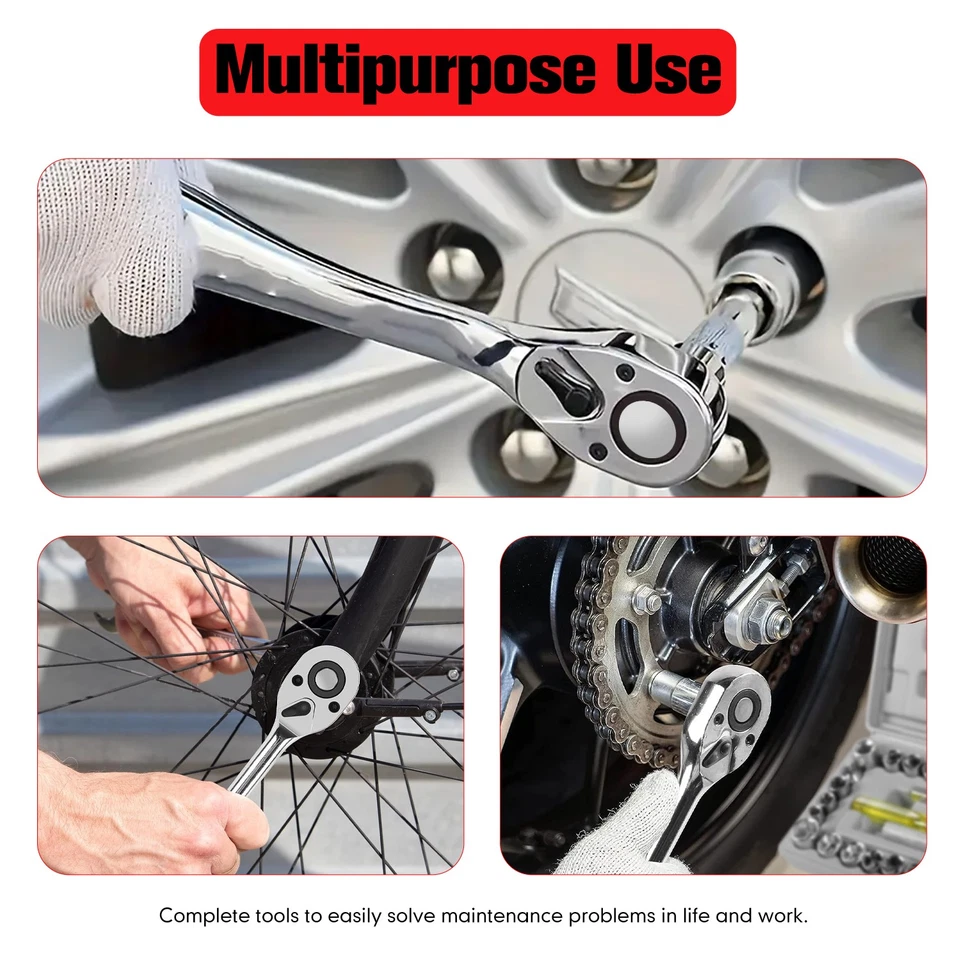 216PCS Socket Set 1/4 3/8 1/2" Spanner Drive Ratchet Wrench Mechanic Tool Kit - Image 4 of 4