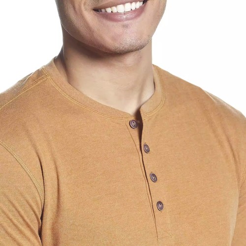 WEATHERPROOF VINTAGE Long Sleeve Brushed Jersey Henley T-Shirt sz S Small Brown - Picture 4 of 4