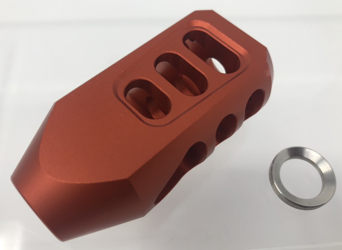 6.5 Creedmoor CRD Tanker Muzzle Brake 5/8-24 Red Anodized Aluminum