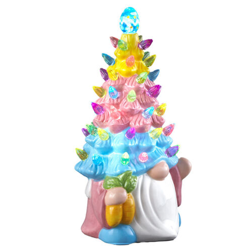 Lighted EASTER Retro GNOME Night Light Tabletop CENTERPIECE Tree Egg Home Decor - Picture 8 of 21
