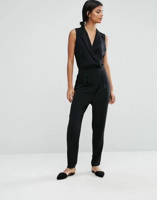 Selected Femme Sila Wrap Jumpsuit Black Size 38 M rrp 70 NH191 LL