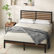 ZINUS Kai Bamboo and Metal Platform Bed Frame with Headboard No Box Spring