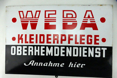 WEBA Kleiderpflege Emailschild Emaille Werbung Schild Reklame MÄ-90