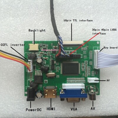 Vsdisplay HDMI+VGA+2AV LCD Controller Board – Kompatibel Mit 35,6 Cm/15,6" 1366x768 LED-Panels (Unterstützt Raspberry Pi & Rückfahrkamera)