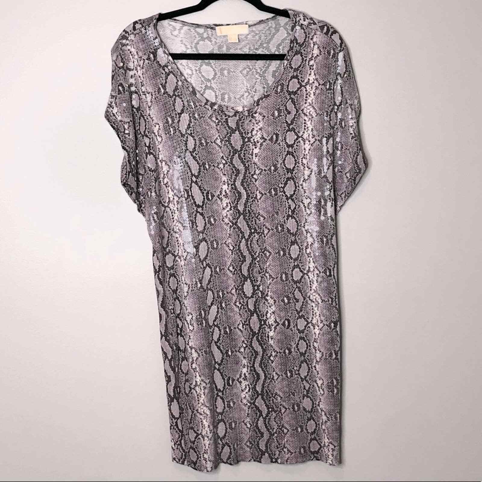 Michael Kors Purple Python Printed Sequin Dress S… - image 1