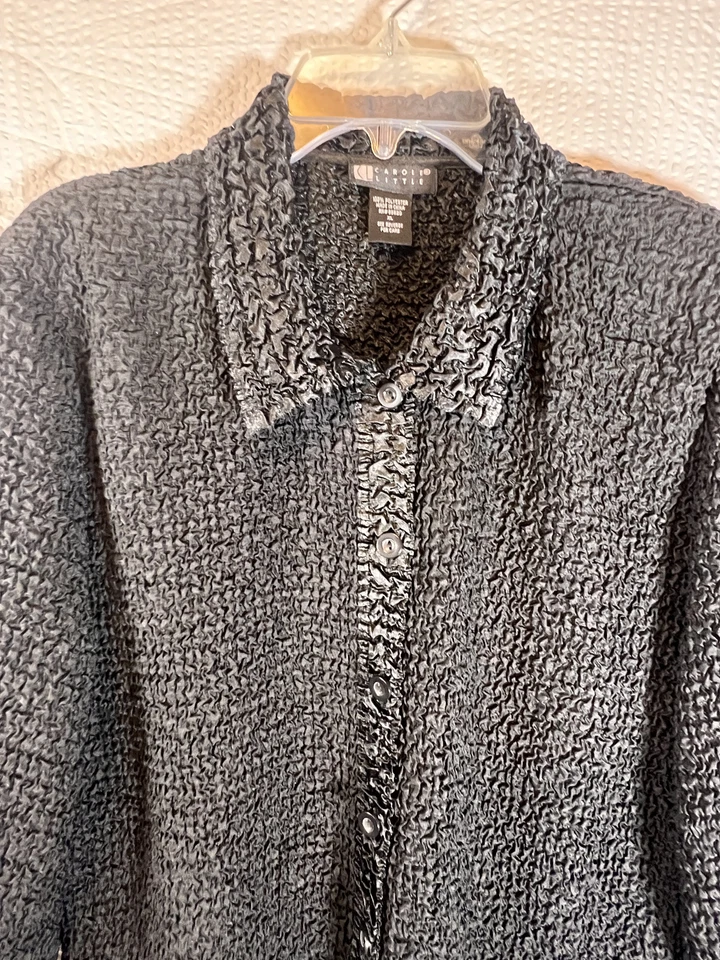 Chaqueta de palomitas de maíz vintage Carole Little acanaladas negra XL Preppy wear Work Corp Y2K Foto 4 de 4