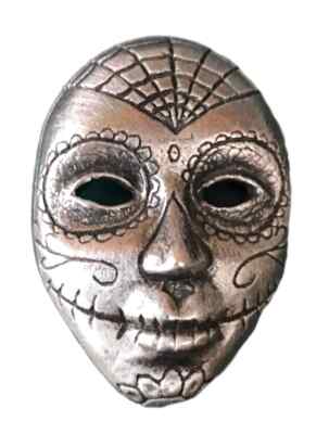 La Calavera Catrina Maske Brosche Handarbeit aus englischem Zinn (BR1528)