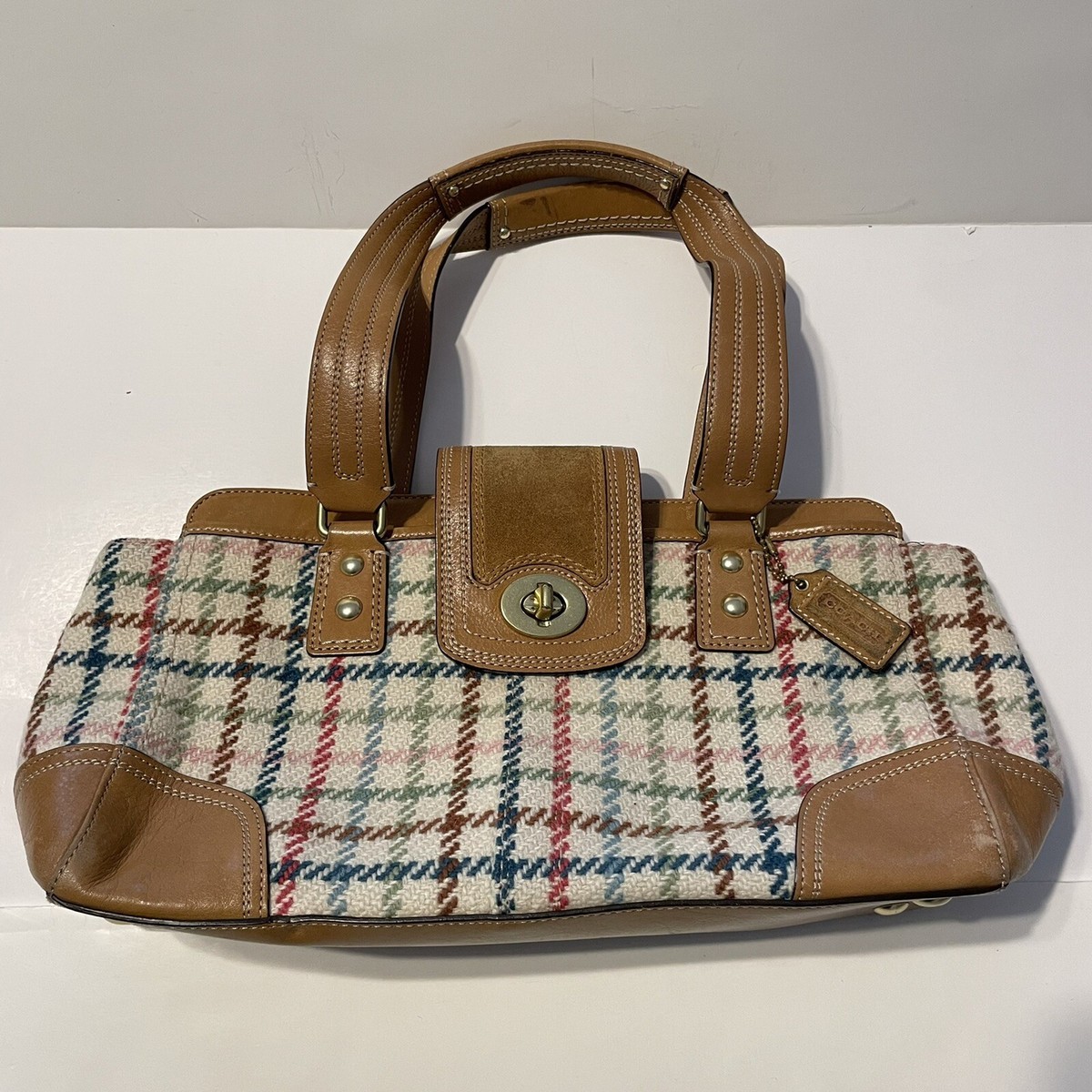 セブンシーズ　ザ　フッカー　The Hooker COACH Hamptons Tattersall Wool Tweed Plaid Handbag Purse